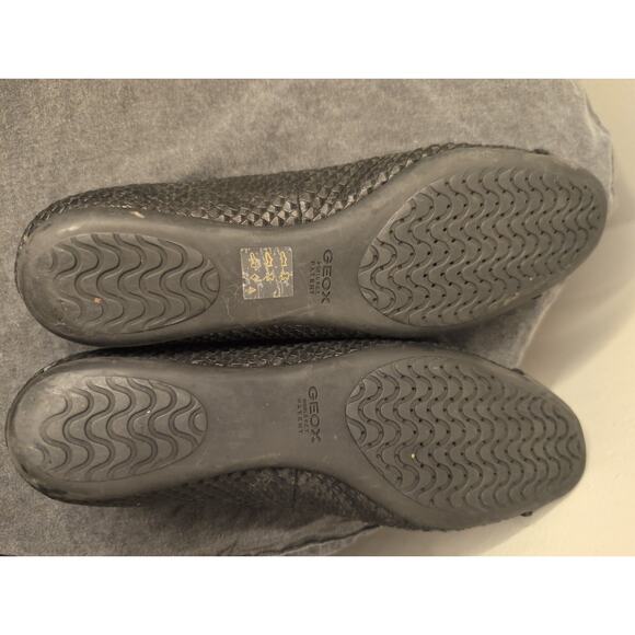 Geox metallic Lola67 leather scale snakeskin black round toe ballet flats - Picture 7 of 7